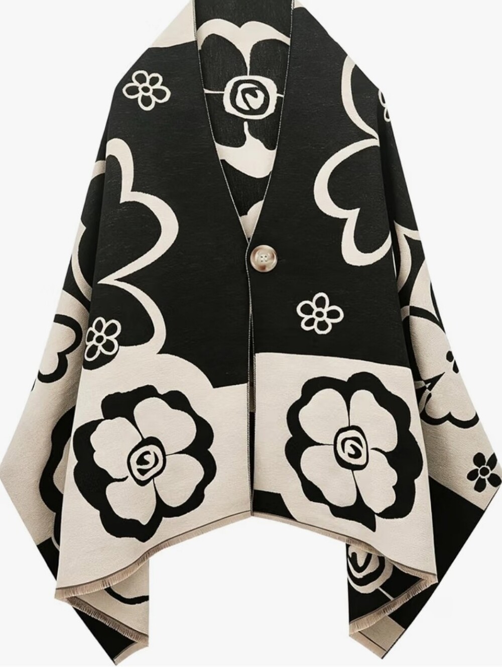 28"×71" Stylish Floral Design Soft Shawl Wrap Scarf with Button